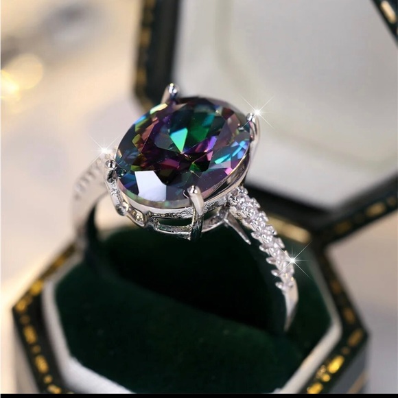 COPY - Mystic topaz oval ring large statement ring - Picture 3 of 4